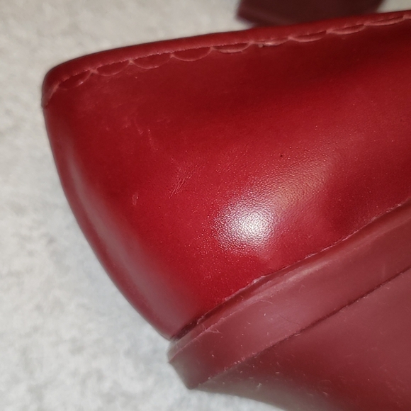 Massimo Red Leather square toe, block heels, 8.5 - Picture 10 of 14